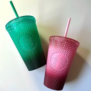 Starbucks Pink & Green Ombré Waxberry Grande Tumbler Cups
